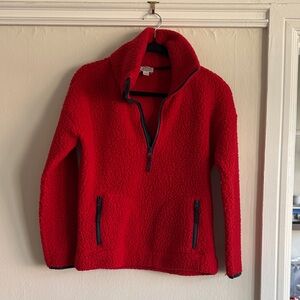 J. Crew Red Vintage Fleece Half-Zip Pullover